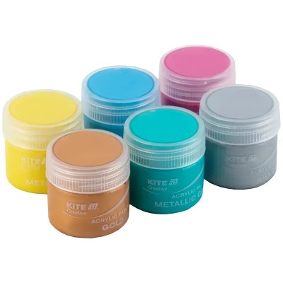 Акриловые краски Kite Creative 6 металевих кольорів, 20 мл (K-273) Винница - изображение 4