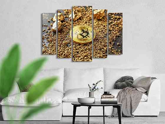 Модульна картина у вітальню / спальню Золотий Биткоин Art-376_5 ( 80х118см ) Київ