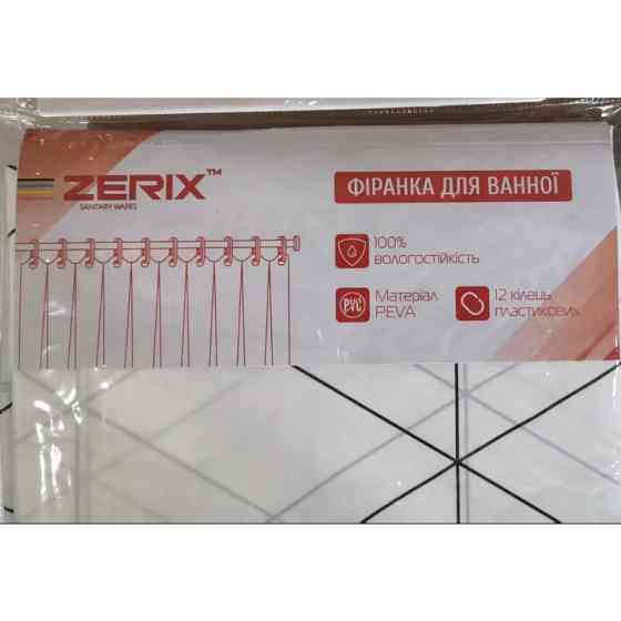Шторка для ванної Zerix SCP-020-180x180 з PEVA    ( 12500 ) Харьков