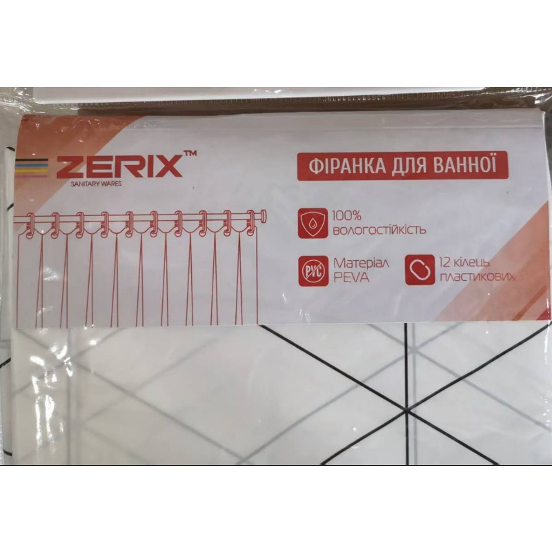 Шторка для ванної Zerix SCP-020-180x180 з PEVA    ( 12500 ) Харків - фото 4