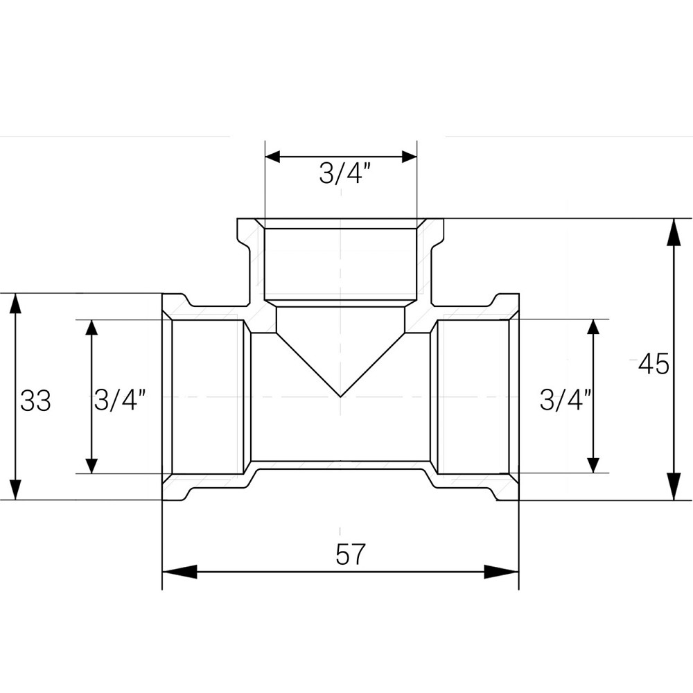 Тройник 3/4″ВВВ никелированный NT441S OPTIMUM Киев - изображение 3