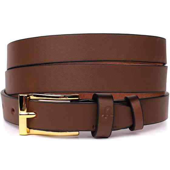 Модний вузький шкіряний ремінь для жінок GRANDE PELLE 22954 Світло-коричневий Київ