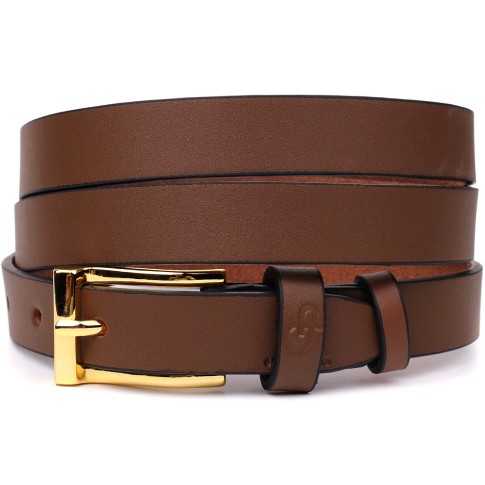 Модний вузький шкіряний ремінь для жінок GRANDE PELLE 22954 Світло-коричневий Київ - фото 4