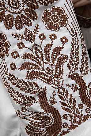 Вышиванка женская, льняная, молочная, с длинным рукавом, топ Киев