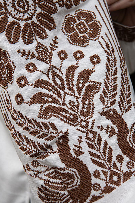 Вышиванка женская, льняная, молочная, с длинным рукавом, топ Киев - изображение 3