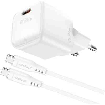 Зарядное устройство Acefast USB-C 20W Gan A73 mini + USB-C cable Fast Charger White (6974316282655) Винница
