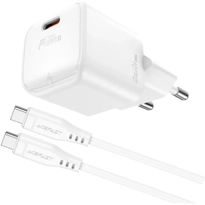 Зарядное устройство Acefast USB-C 20W Gan A73 mini + USB-C cable Fast Charger White (6974316282655) Винница - изображение 2