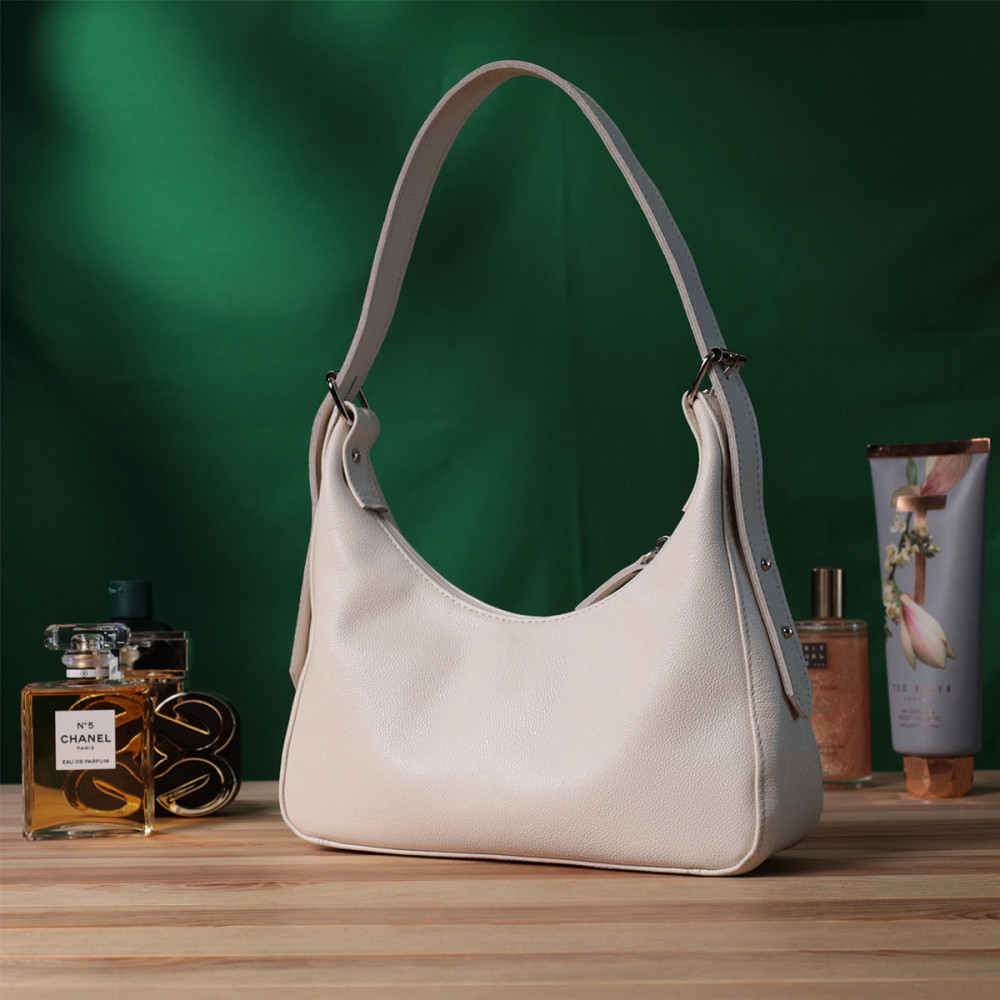 Сумка багет с регулируемым ремнем из натуральной кожи Shvigel 22831 Бежевая Киев - изображение 10