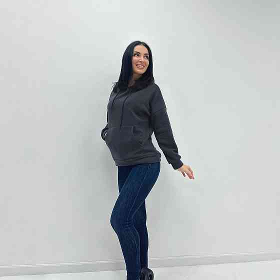 Однотонний батник з капюшоном "Kerry" оптом | Норма і батал Графіт, 46-48 Київ