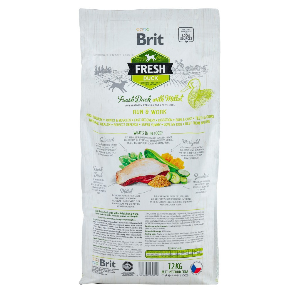 Сухой корм для активных взрослых собак Брит Brit Fresh Active Run&Work с уткой и пшеном, 2.5 кг Винница - изображение 2