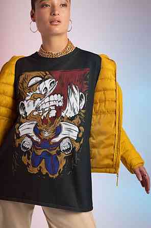 Футболка чоловіча з аніме принтом Аніме Аніме Аніме Аніме оверсайз (S/M/L) Чорний AnimeJ1174 Дніпро