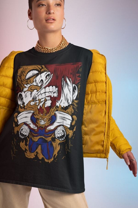 Футболка чоловіча з аніме принтом Аніме Аніме Аніме Аніме оверсайз (S/M/L) Чорний AnimeJ1174 Дніпро - фото 4