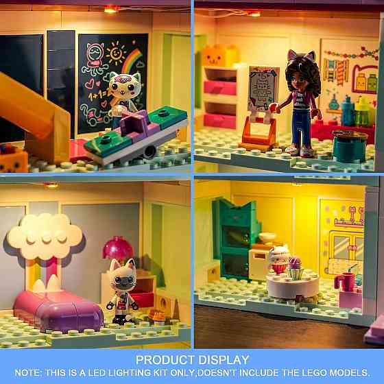 Світлодіодний набір для Lego 10788 Gabby's Dollhouse Фіолетовий комплект підсвітки 3 лампи USB/батареї для лялькового будиночка Київ