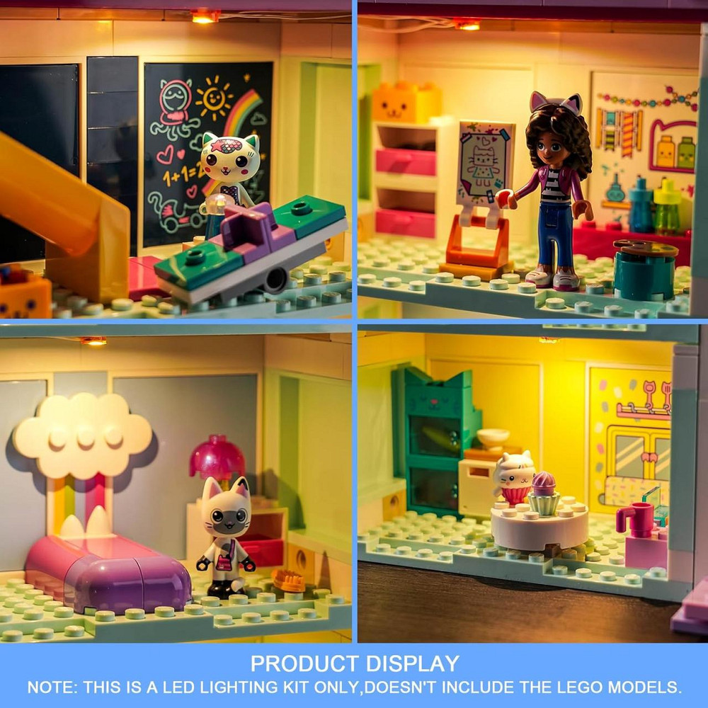 Світлодіодний набір для Lego 10788 Gabby's Dollhouse Фіолетовий комплект підсвітки 3 лампи USB/батареї для лялькового будиночка Київ - фото 5