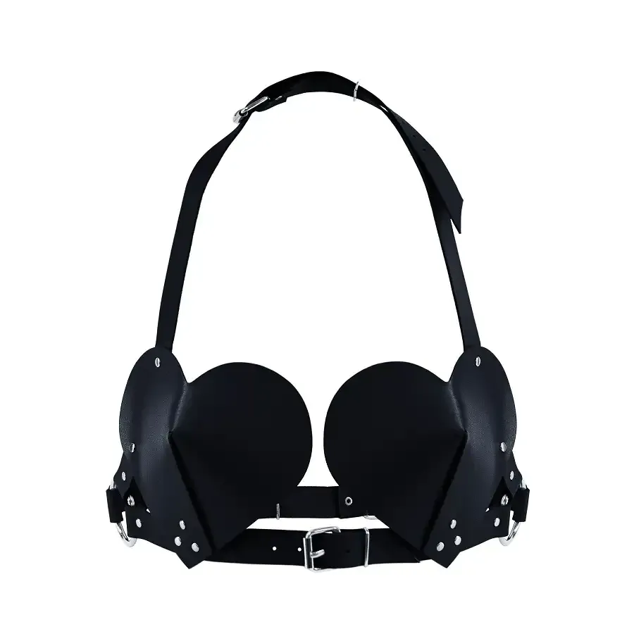 Ліф Серце з натуральної шкіри Feral Feelings - Hearts Bra Black Львів - фото 1