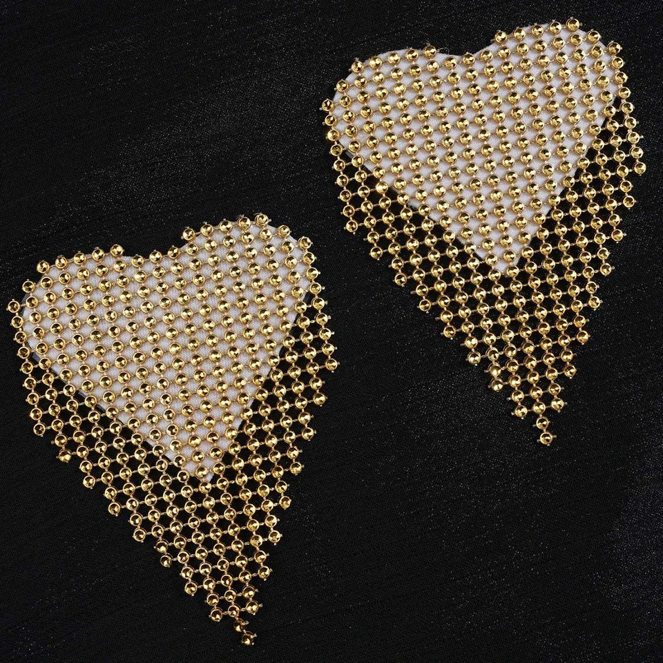 Наклейки на груди сердечка 6 на 8 см золотистий Київ - фото 4