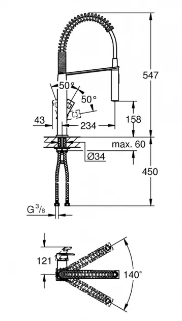 Змішувач для кухні з гнучким виливом Grohe EUROCUBE 31395000 Київ - фото 9