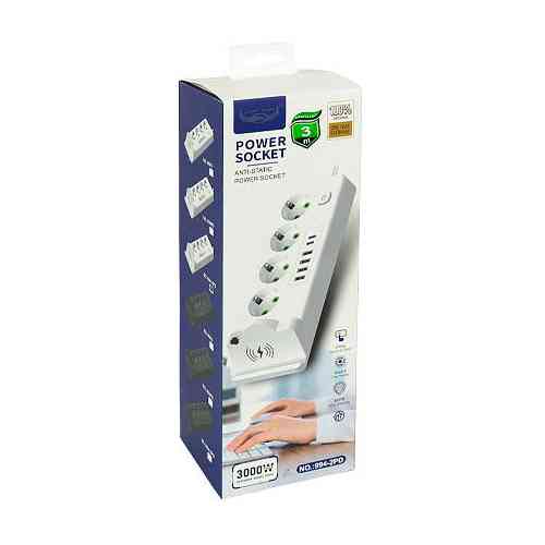 Сетевой фильтр удлинитель 3м 4 розетки 6 USB Qi зарядка PD 3кВт LH994-2PD Вінниця