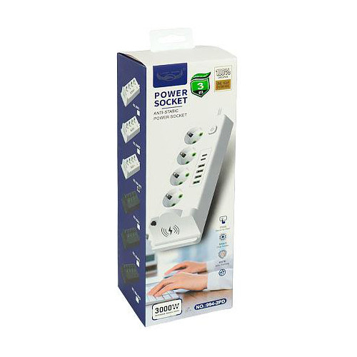 Сетевой фильтр удлинитель 3м 4 розетки 6 USB Qi зарядка PD 3кВт LH994-2PD Вінниця - фото 2