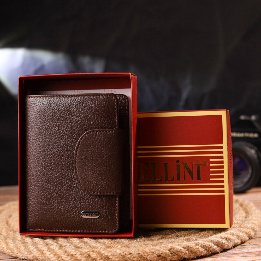 Женский вертикальный кошелек из натуральной кожи CANPELLINI 21679 Коричневый Киев - изображение 10