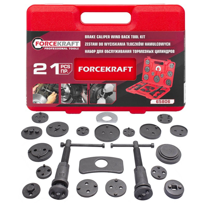 Набір для обслуговування гальмівних циліндрів 21пр. (Право/лівосторонній привід) FORCEKRAFT FK-65806 Одеса - фото 2
