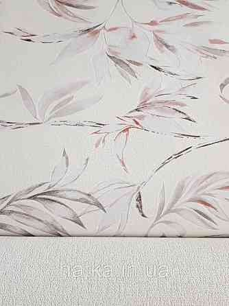 Вінілові шпалери на флізелін AS creation Attractive гілки листя рожеві, білі чорні на молочному Київ