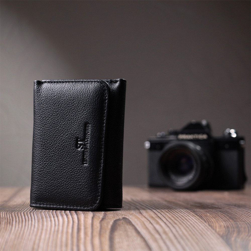 Красивое женское портмоне с монетницей из натуральной кожи ST Leather 22728 Черный Киев - изображение 3