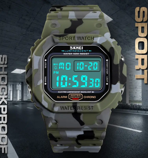 Чоловічий спортивний годинник Skmei 1471 (Зелений камуфляж) Вінниця - фото 7