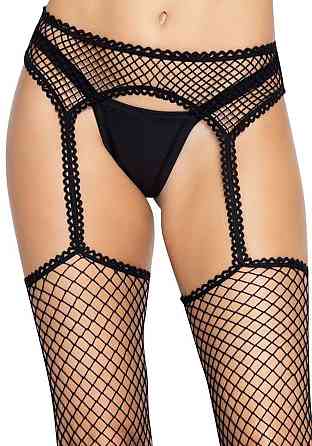 Чулки-сетка Leg Avenue Net stockings with garter belt One size Black, пояс, подвязки Sex Aura Киев