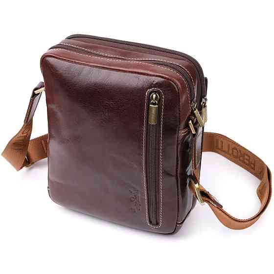 Мужская сумка с карманами из гладкой натуральной кожи Tony Perotti 20856_1 (9148-17 moro) Коричневый Киев