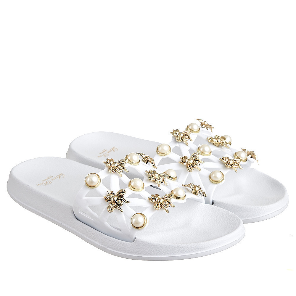 Шлепанци женские белые гуччи мушка и полужемчуг 37 Одесса - изображение 1