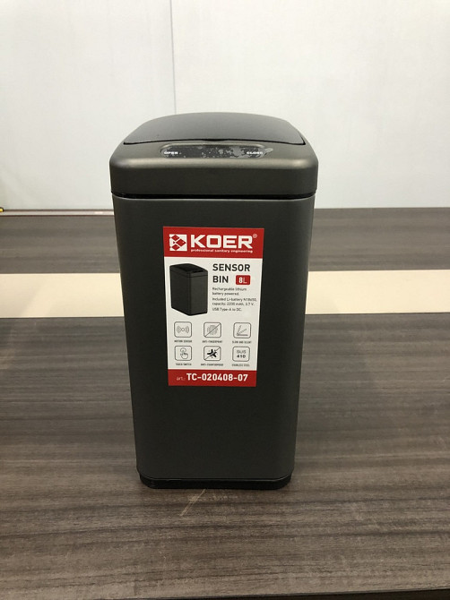 Відро для сміття сенсорне Koer TC-020408-07 8 л колір графіт нерж. сталь атипалець (KR5590) Чернівці - фото 9