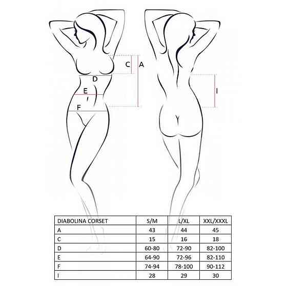 Корсет с открытой грудью Passion DIABOLINA CORSET S/M, black, пажи, трусики, полупрозрачный Sex Aura Киев
