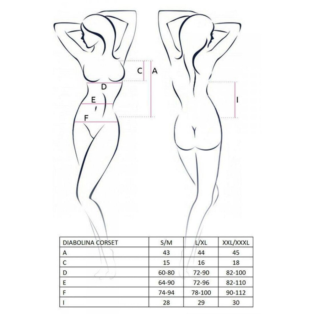 Корсет с открытой грудью Passion DIABOLINA CORSET S/M, black, пажи, трусики, полупрозрачный Sex Aura Киев - изображение 5