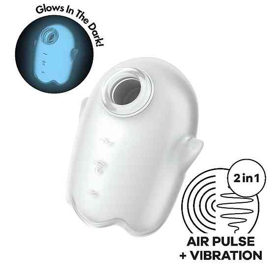 Вакуумний кліторальний стимулятор з вібрацією Satisfyer Glowing Ghost White, світиться в темряві Sex Aura Київ