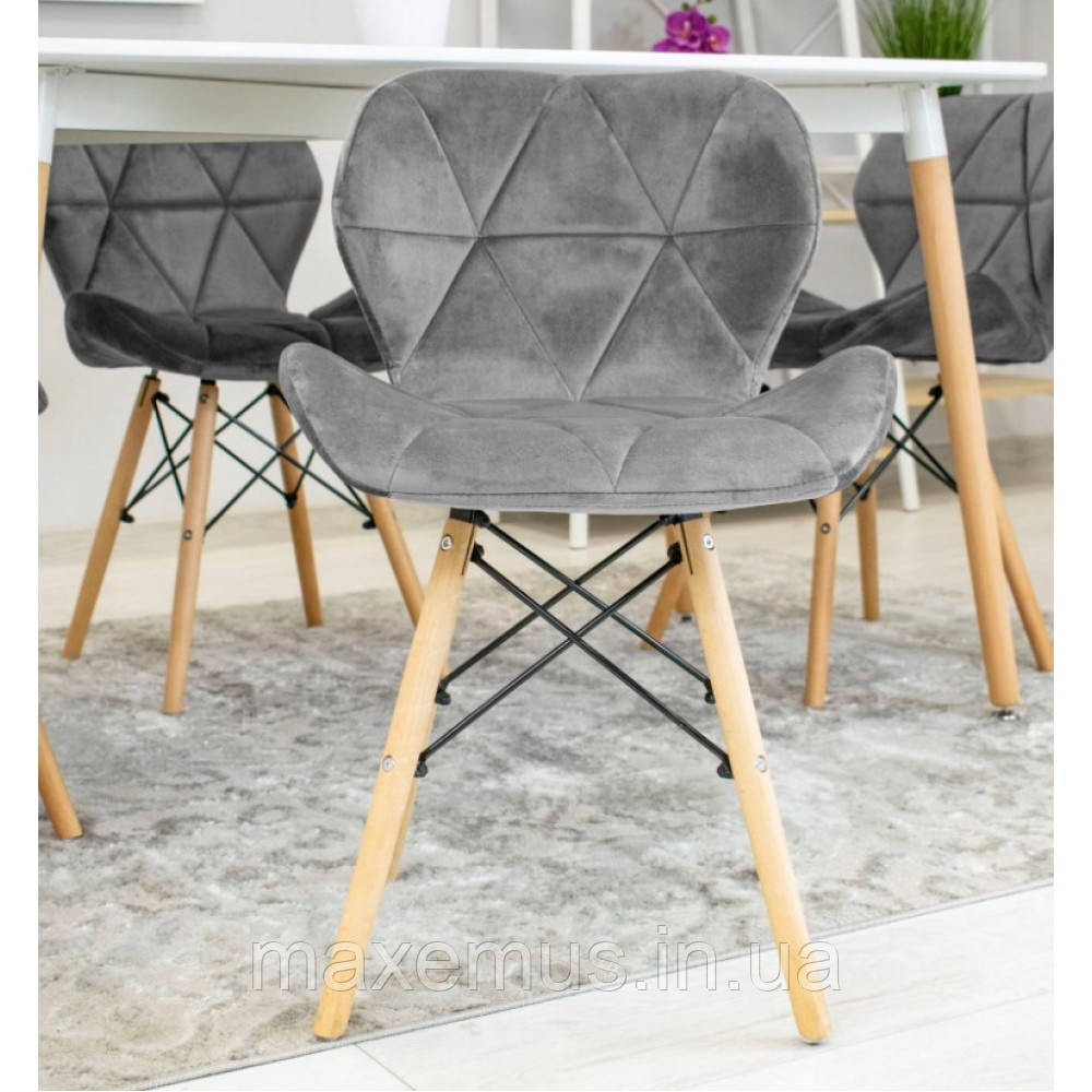 Кухонний стілець В-531 м'який табурет на ніжках дерево бук в вітальню обідній стілець на кухню велюр Мостиська - фото 1