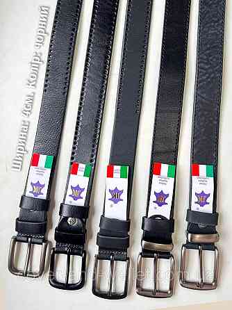 Мужской широкий ремень черного цвета из итальянской кожи 40мм PS Leather Киев