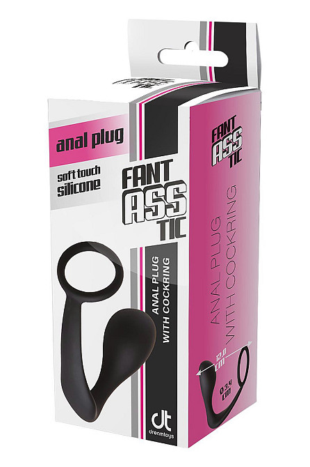 Анальная пробка с эррекционным кольцом FANTASSTIC ANAL PLUG WITH COCKRING BLACK Sex Aura Киев - изображение 4
