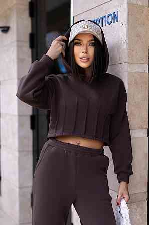 Спортивный костюм на флисе с коротким худи Navi батал 54-56, Шоколадный Киев