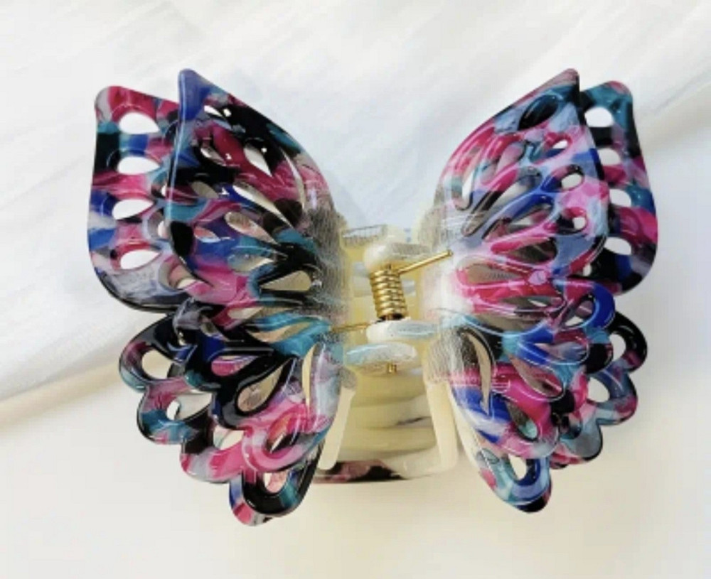 Заколка-крабік метелик з подвійними ажурними крильцями Смела - изображение 2