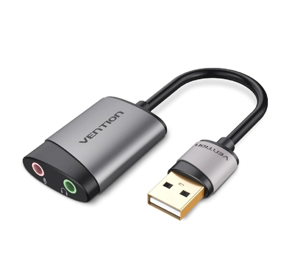 Адаптер Vention USB External Sound Card 0.15M Gray Metal Type (CDKHB) Киев - изображение 1