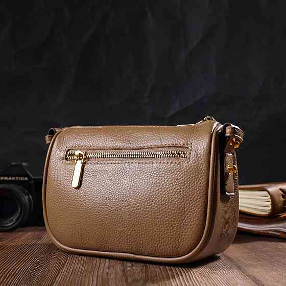 Сумка на плече крос-боді з натуральної шкіри 22128 Vintage Бежева Київ