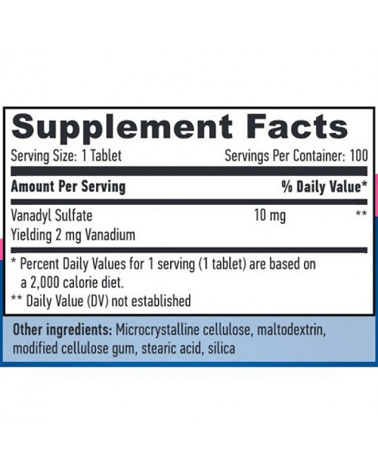 Ванадій сульфат Haya Labs Vanadyl Sulfate 10mg 100tabl Луцьк - фото 2