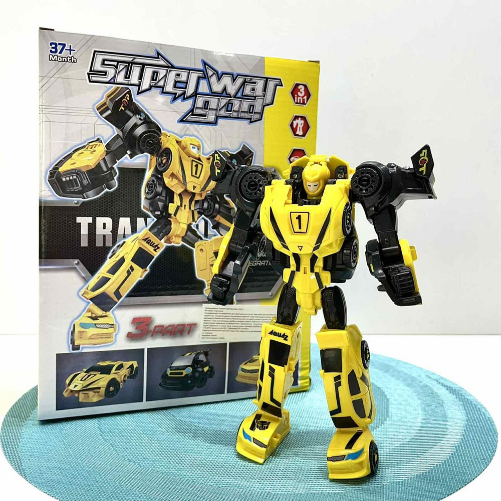 Трансформер Спорткар 3в1 висота 20см робот + машина в коробці Жовтий (Q1914) Чернігів - фото 1