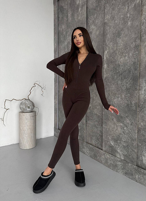 Женский теплый облегающий комбинезон пума Шоколад, 42/44 Одесса - изображение 5