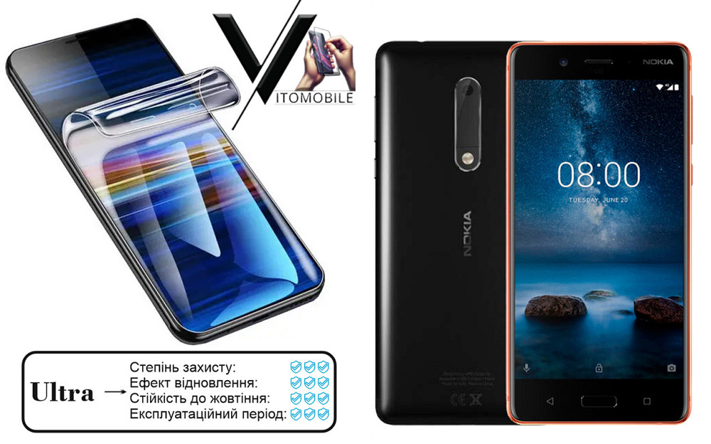 Поліуретанова плівка Ultra для Nokia 8 Dual SIM – мінімальна товщина, максимальний захист! Київ - фото 1