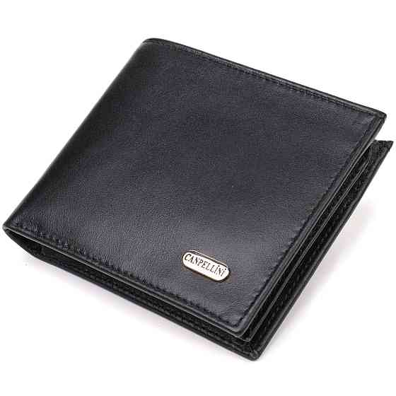Классическое мужское портмоне из натуральной гладкой кожи CANPELLINI 21786 Черное Киев