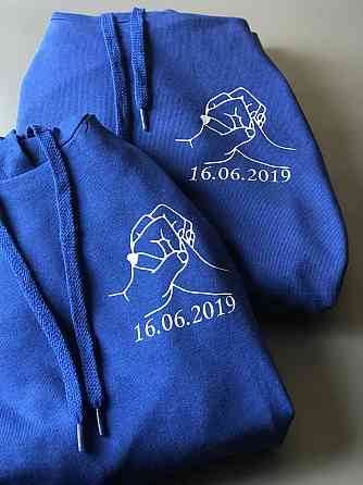 Парні толстовки з капюшоном для хлопця та дівчини з принтом Разом назавжди з датами Чернівці