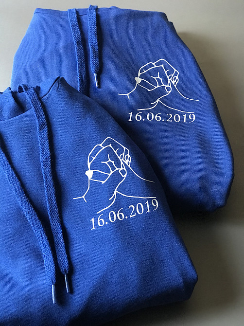 Парні толстовки з капюшоном для хлопця та дівчини з принтом Разом назавжди з датами Чернівці - фото 3