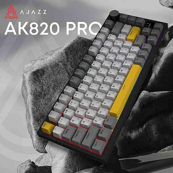 Клавіатура бездротова Ajazz AK820 Pro Flying Fish Switch Black RGB With Screen (AK820PRO-FF-BGY) ( 18427 ) Харків